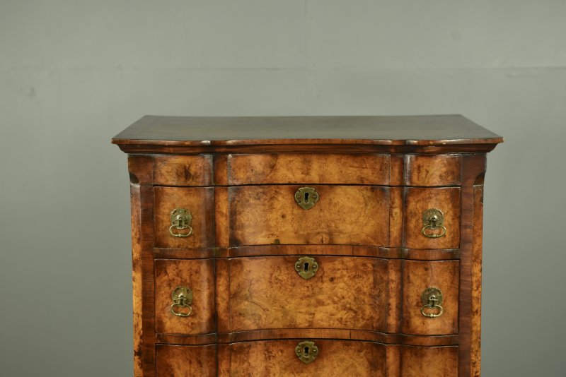 walnut Queen Anne style tall boy chest of drawers