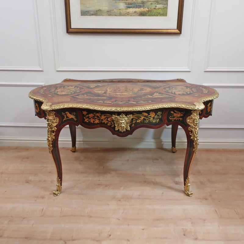 French Marquetry Bureau Plat in the Louis XV Style