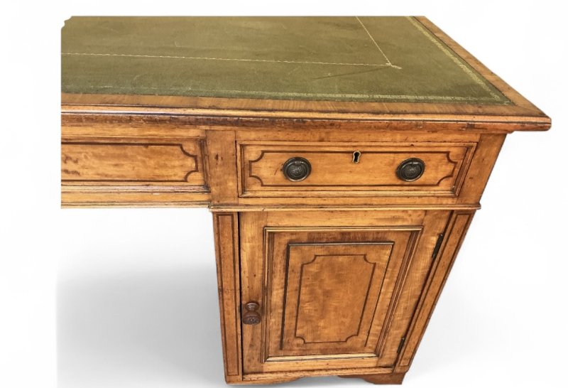 Edwardian Satinwood & Inlaid Pedestal Desk