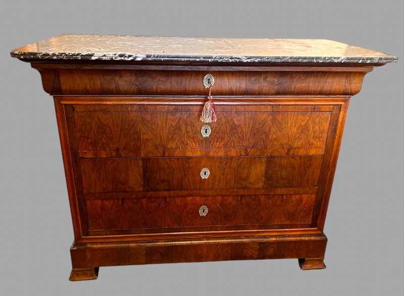 An Attractive 19thc Burr Walnut French Commode