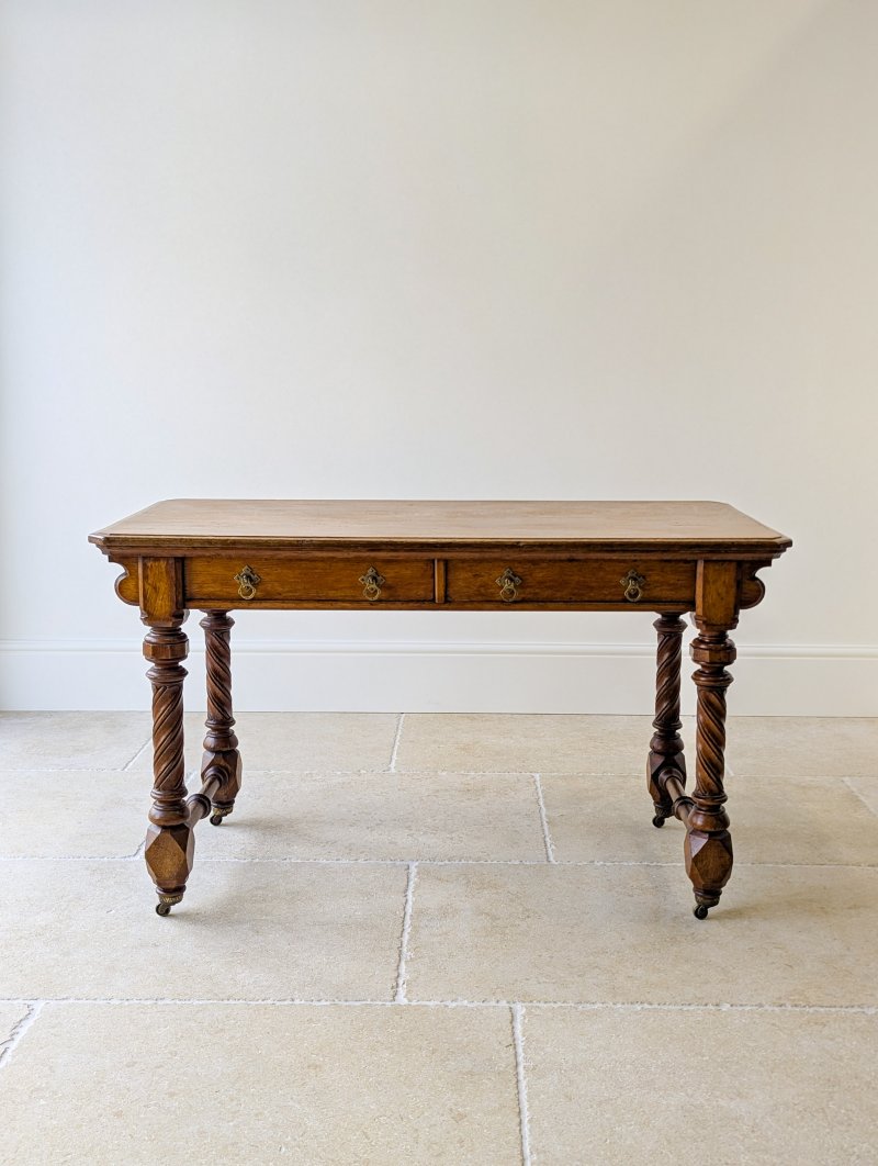 Antique Victorian Ash Writing Table by Hindley & Sons c.1880