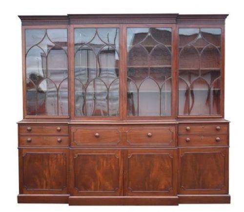 19th Century Mahogany Breakfront Bookcase