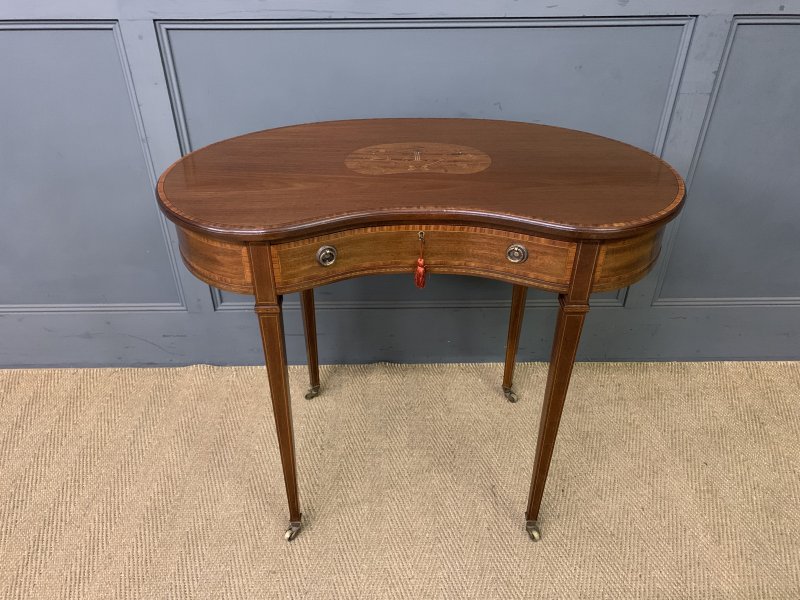 Inlaid Mahogany Kidney Shaped Table