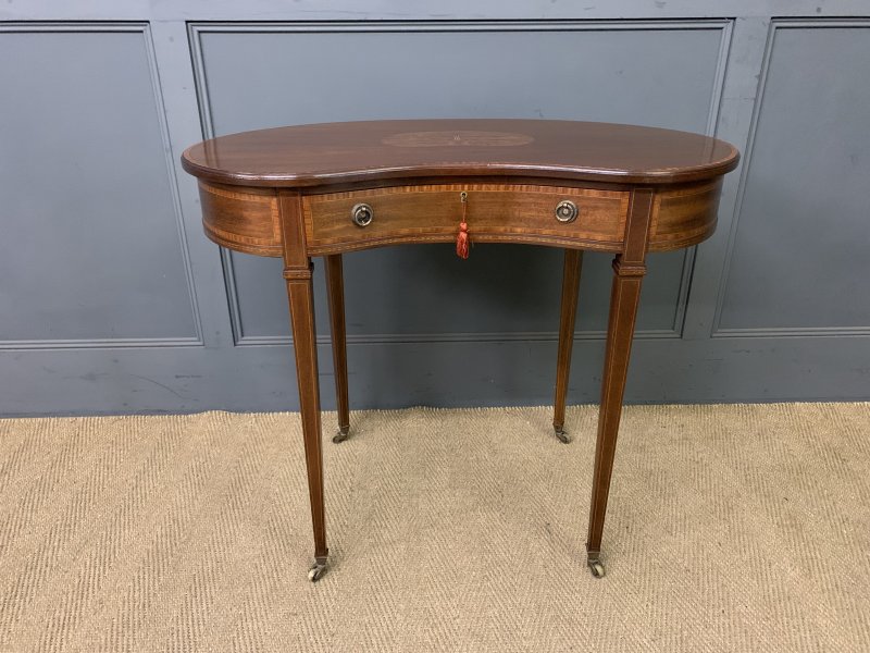 Inlaid Mahogany Kidney Shaped Table