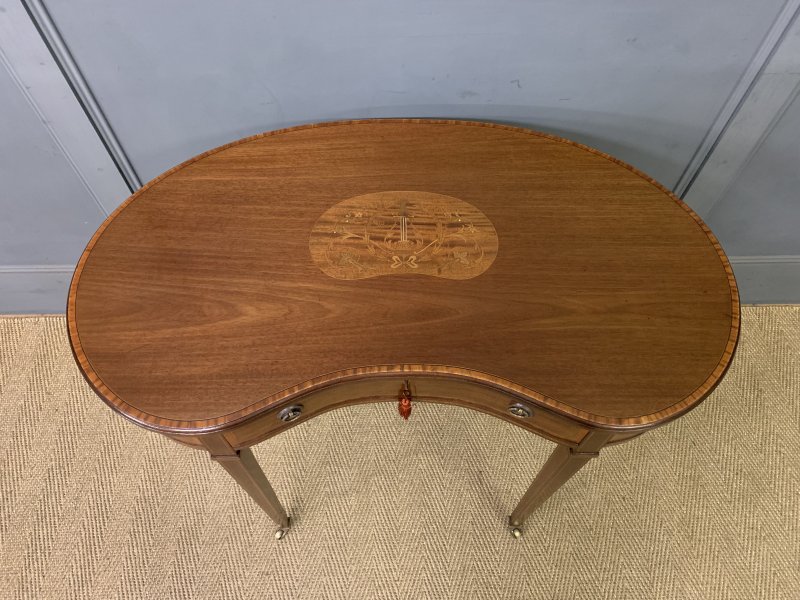 Inlaid Mahogany Kidney Shaped Table