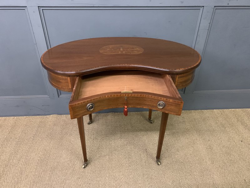 Inlaid Mahogany Kidney Shaped Table