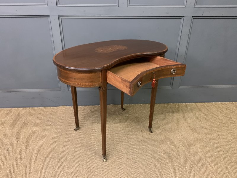 Inlaid Mahogany Kidney Shaped Table