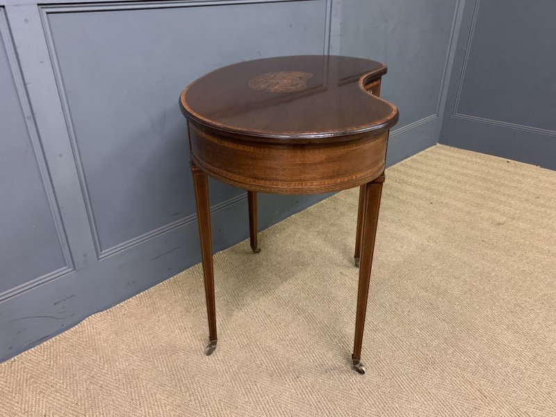 Inlaid Mahogany Kidney Shaped Table