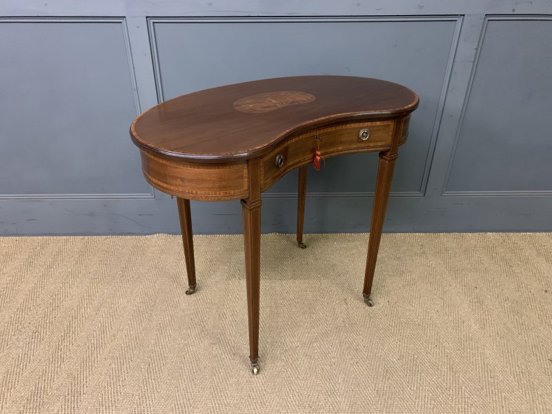 Inlaid Mahogany Kidney Shaped Table