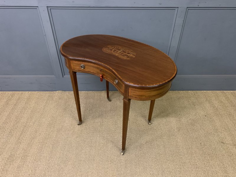 Inlaid Mahogany Kidney Shaped Table
