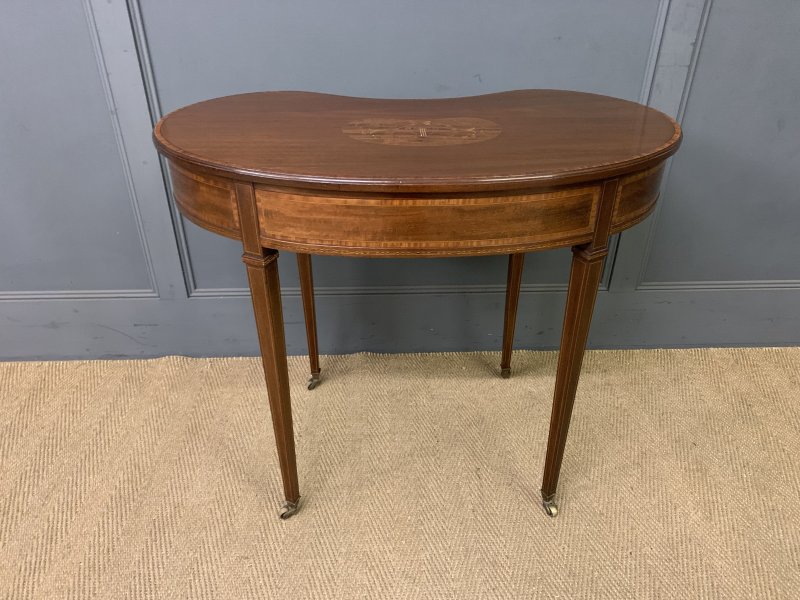 Inlaid Mahogany Kidney Shaped Table
