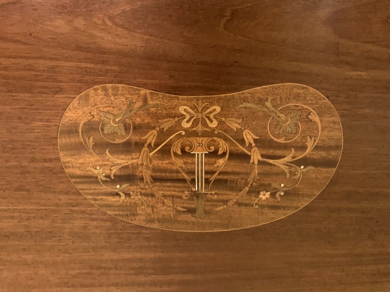 Inlaid Mahogany Kidney Shaped Table