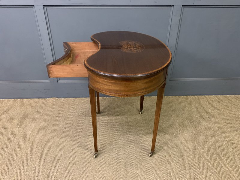 Inlaid Mahogany Kidney Shaped Table