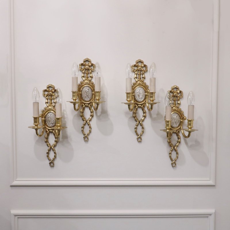 Set of 4 French Gilt Bronze Wall Lights