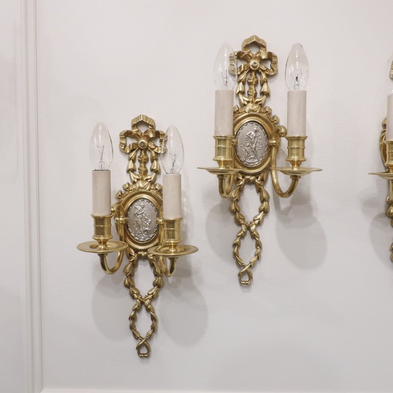 Set of 4 French Gilt Bronze Wall Lights