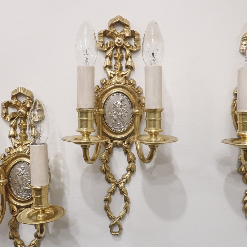 Set of 4 French Gilt Bronze Wall Lights