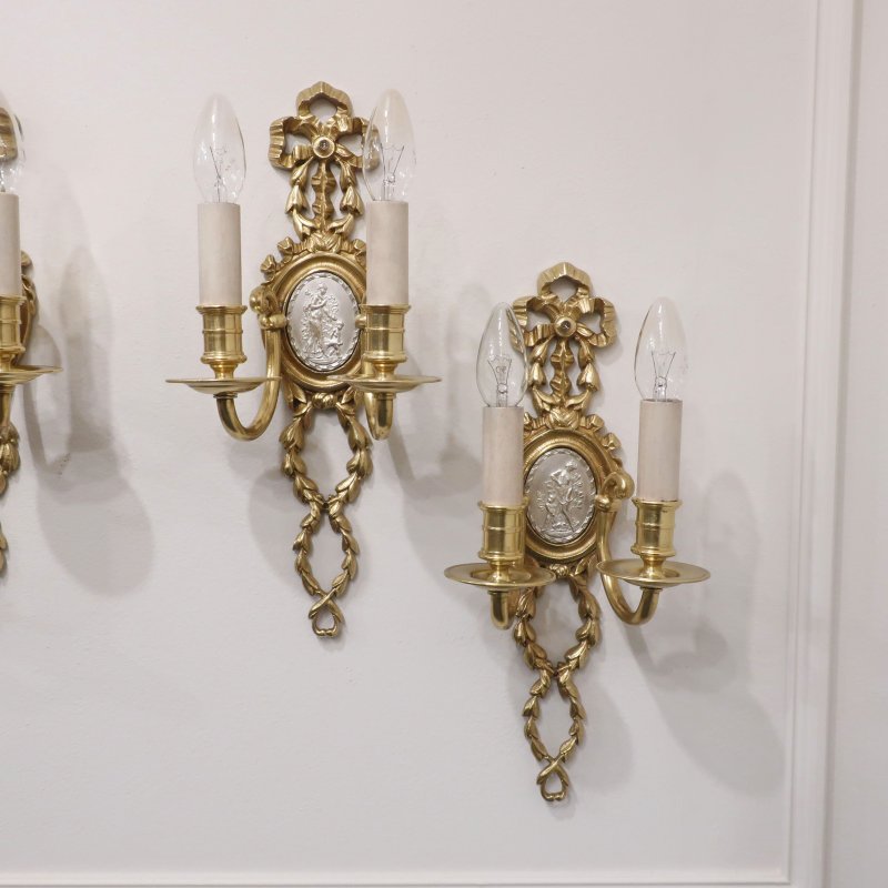 Set of 4 French Gilt Bronze Wall Lights