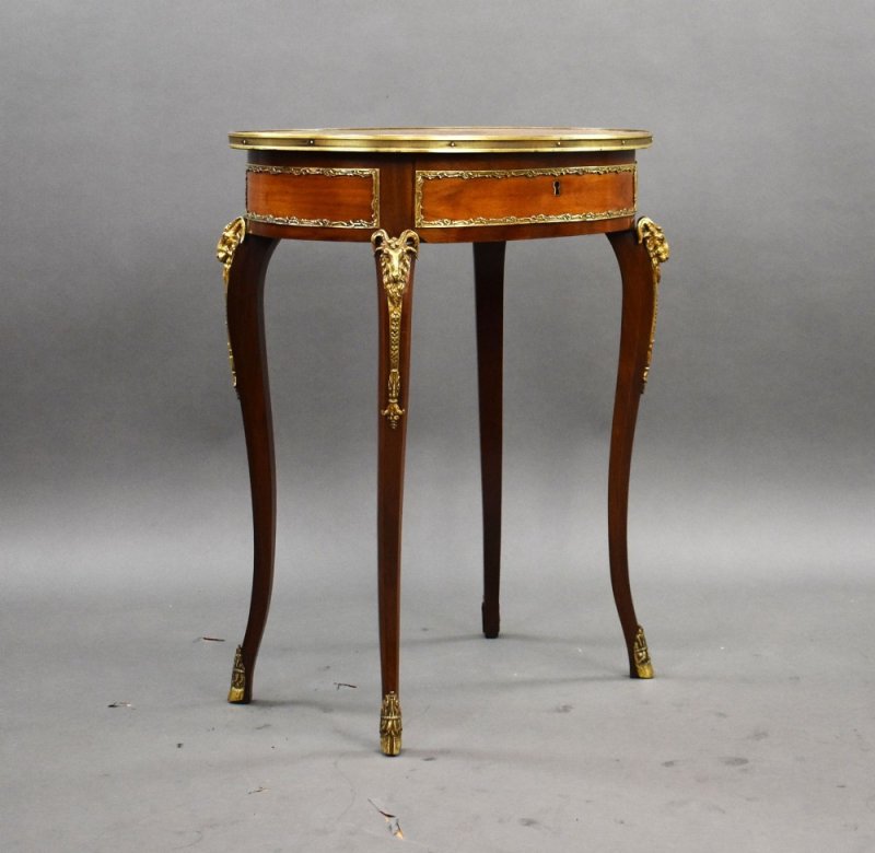 19th Century French Mahogany And Inlaid Occasional Table With Ormolu Mounts