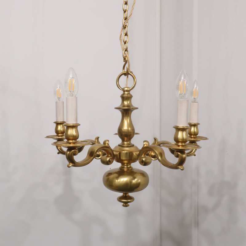 English Early 20th Century Brass Chandelier Attributed to Faraday & Son