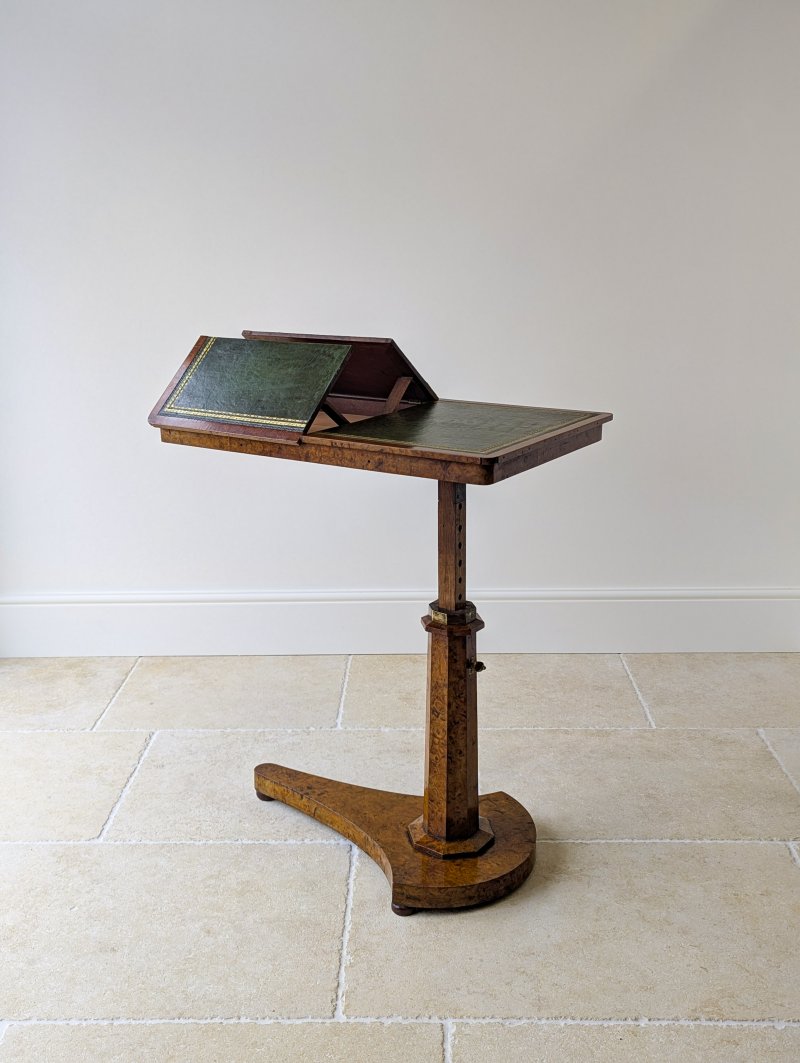Antique George IV Burr Elm Adjustable Library Reading Table c.1830