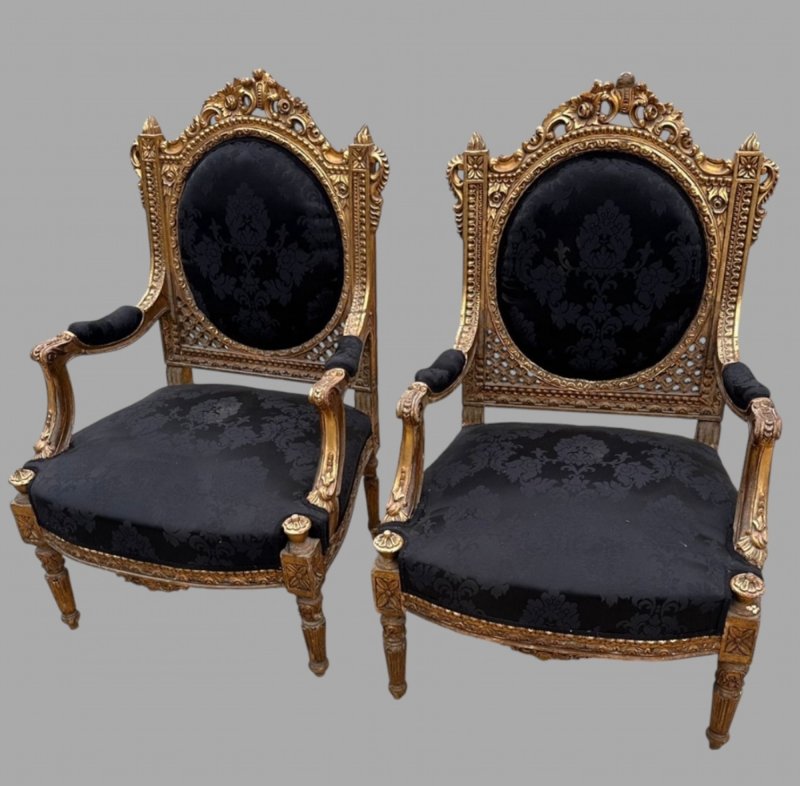 An Impressive Pair of c1820 Gilt Armchairs