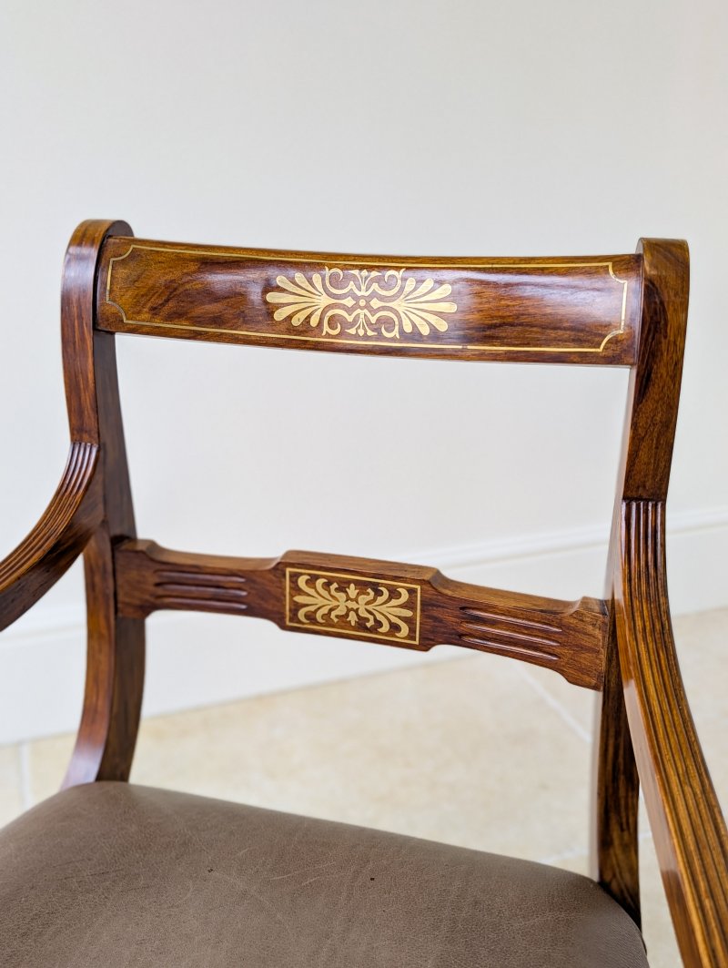Antique Edwardian Rosewood and Brass Inlaid Desk Chair c.1910
