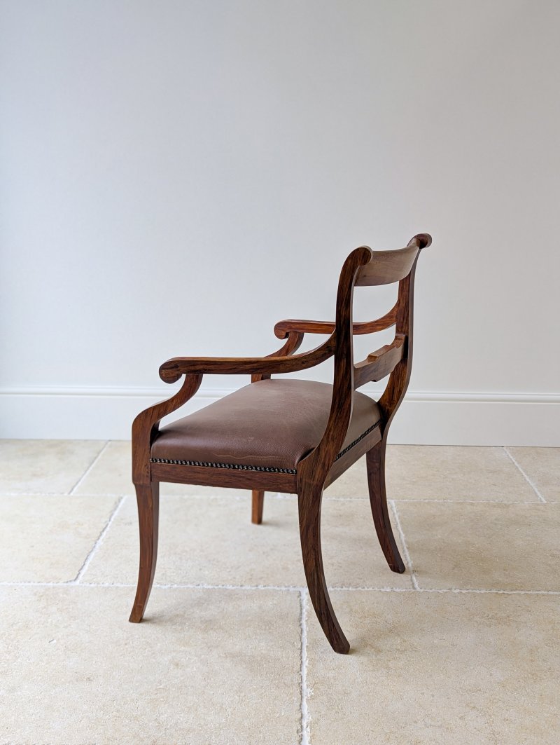 Antique Edwardian Rosewood and Brass Inlaid Desk Chair c.1910