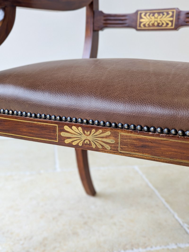Antique Edwardian Rosewood and Brass Inlaid Desk Chair c.1910