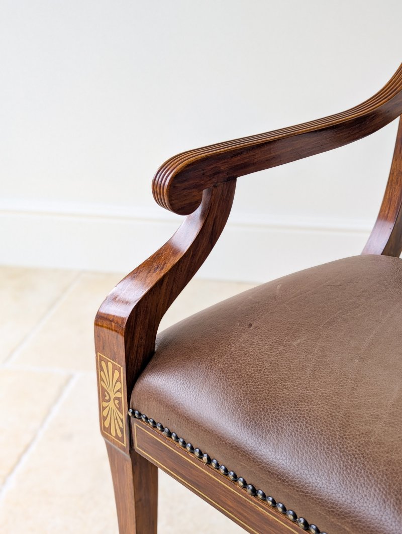 Antique Edwardian Rosewood and Brass Inlaid Desk Chair c.1910