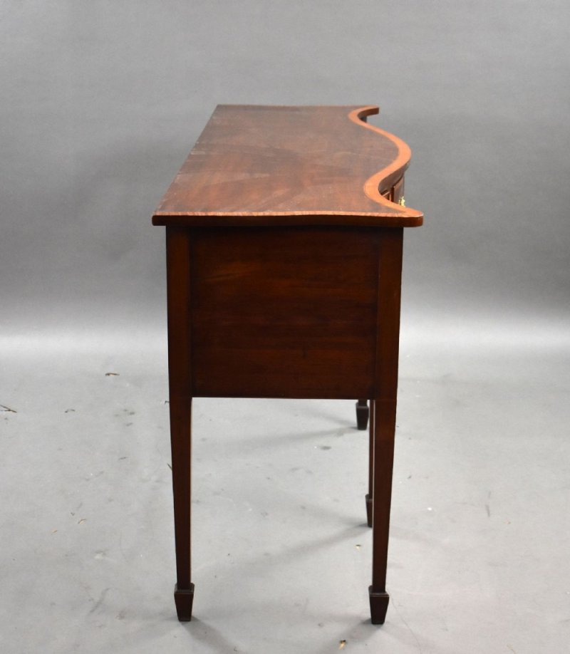 Antique Mahogany Inlaid Serpentine Sideboard