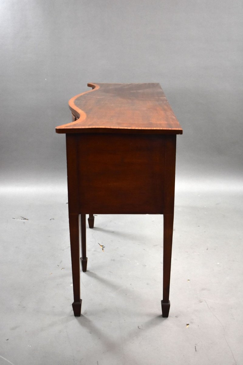 Antique Mahogany Inlaid Serpentine Sideboard