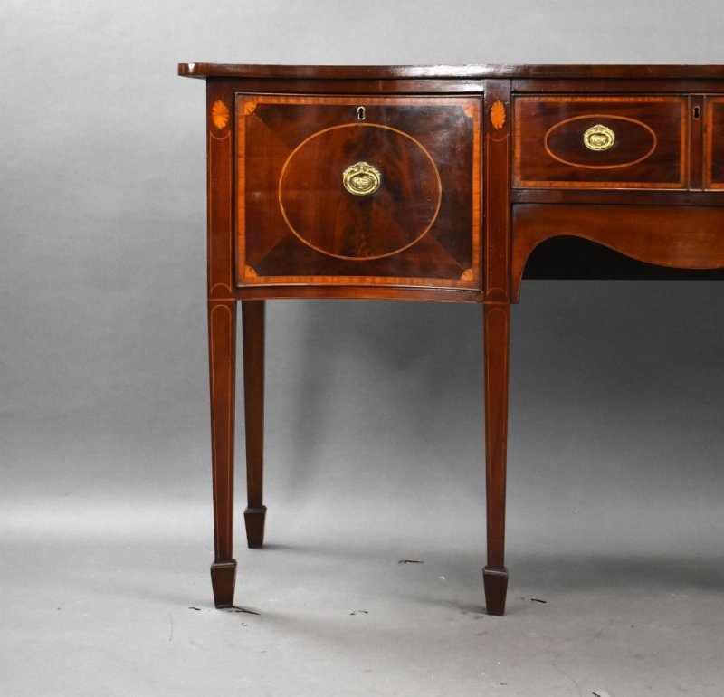 Antique Mahogany Inlaid Serpentine Sideboard