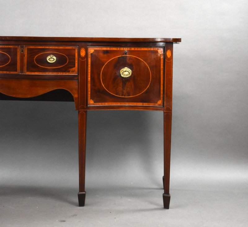 Antique Mahogany Inlaid Serpentine Sideboard