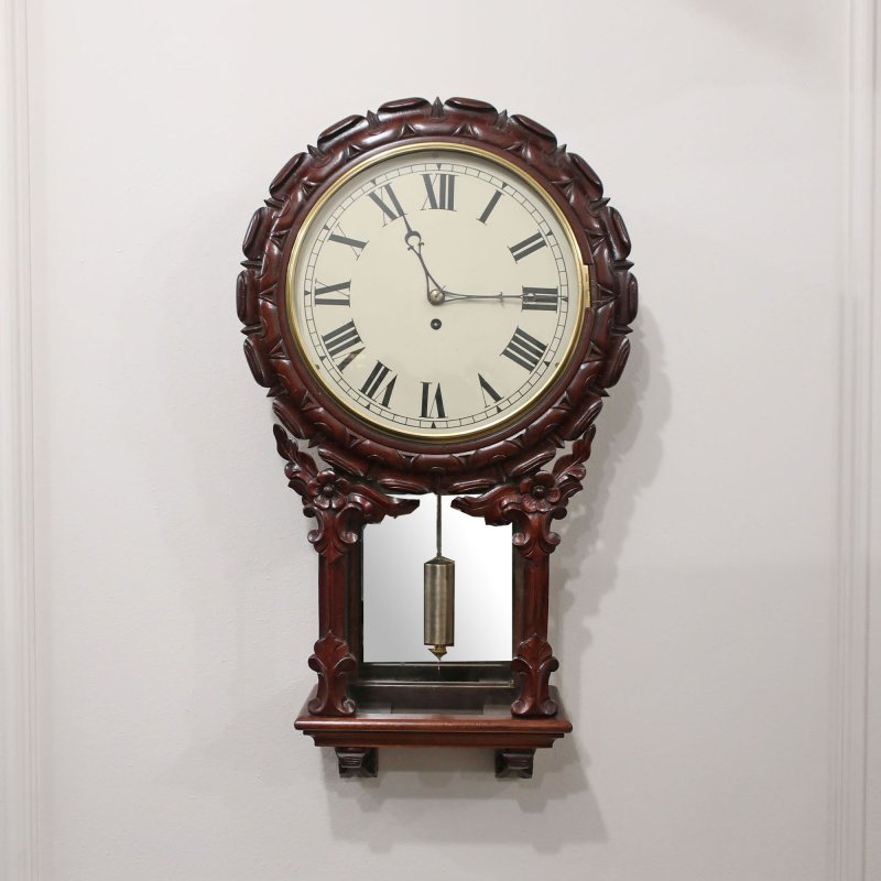 Victorian Mahogany Drop Dial Wall Clock