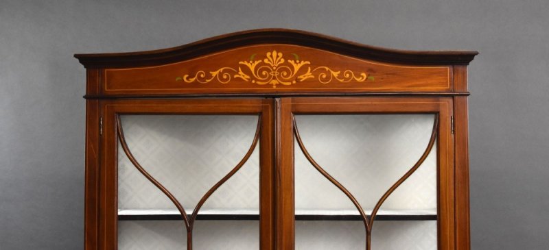 Edwardian Mahogany Hand Painted China Cabinet