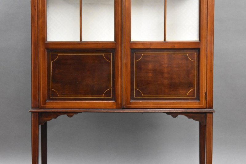 Edwardian Mahogany Hand Painted China Cabinet