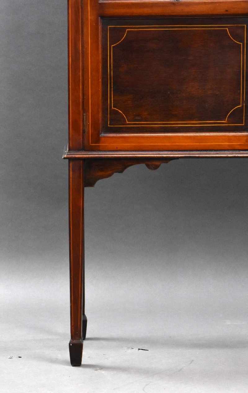 Edwardian Mahogany Hand Painted China Cabinet