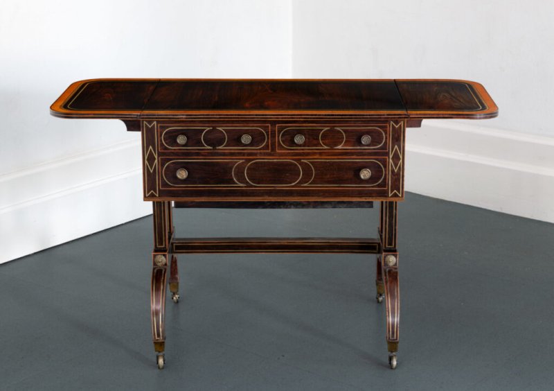 Late 18th Century Period Rosewood & Brass Inlaid Sofa Table