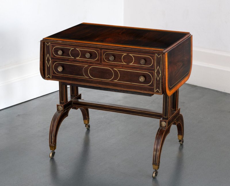 Late 18th Century Period Rosewood & Brass Inlaid Sofa Table