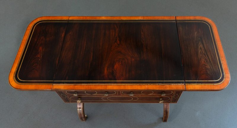 Late 18th Century Period Rosewood & Brass Inlaid Sofa Table