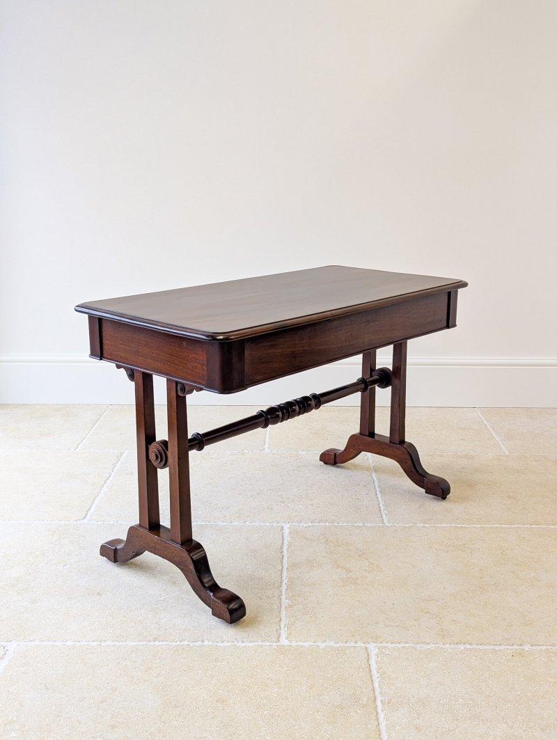 Antique Early Victorian Irish Mahogany Library Table by J. Kerr & Co c. 1850