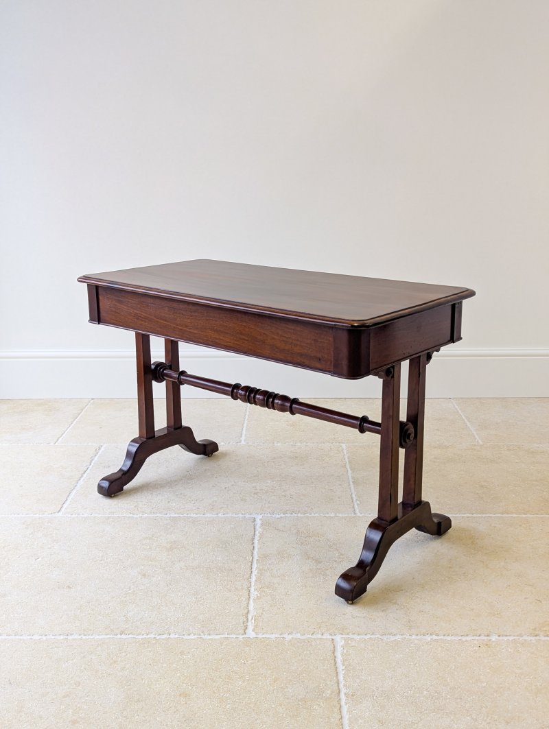 Antique Early Victorian Irish Mahogany Library Table by J. Kerr & Co c. 1850