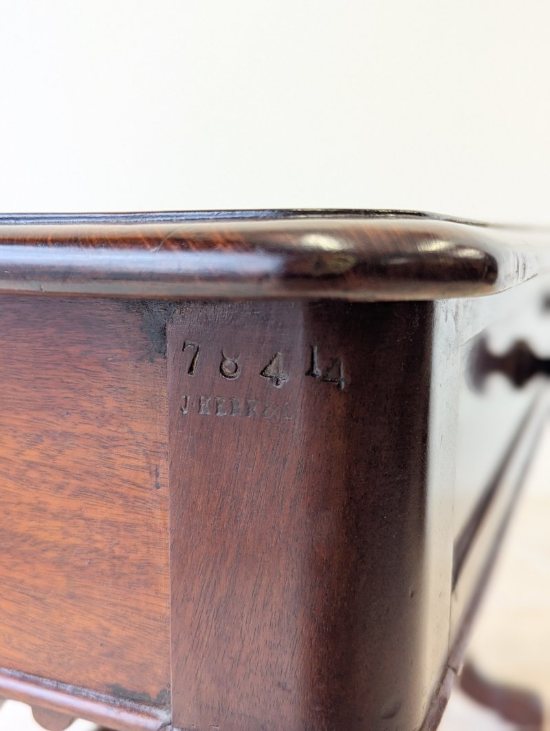 Antique Early Victorian Irish Mahogany Library Table by J. Kerr & Co c. 1850