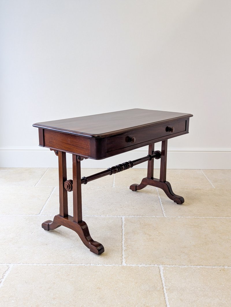 Antique Early Victorian Irish Mahogany Library Table by J. Kerr & Co c. 1850