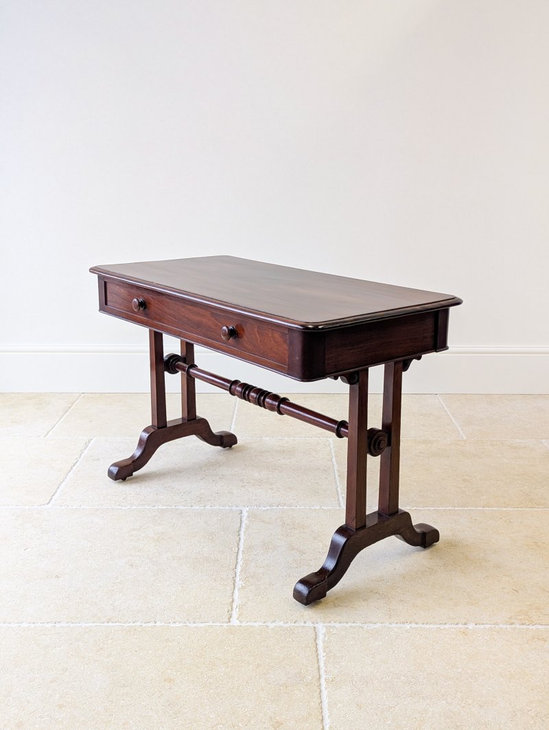 Antique Early Victorian Irish Mahogany Library Table by J. Kerr & Co c. 1850