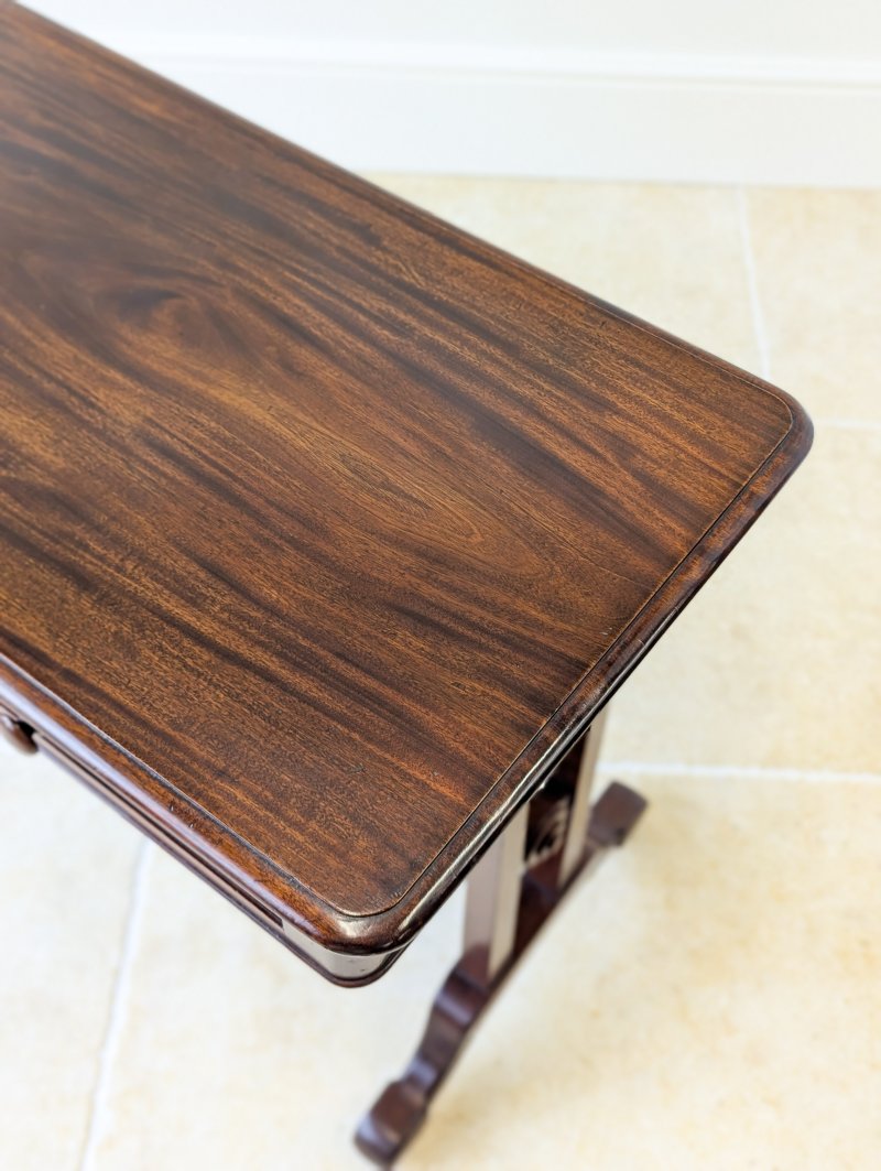 Antique Early Victorian Irish Mahogany Library Table by J. Kerr & Co c. 1850