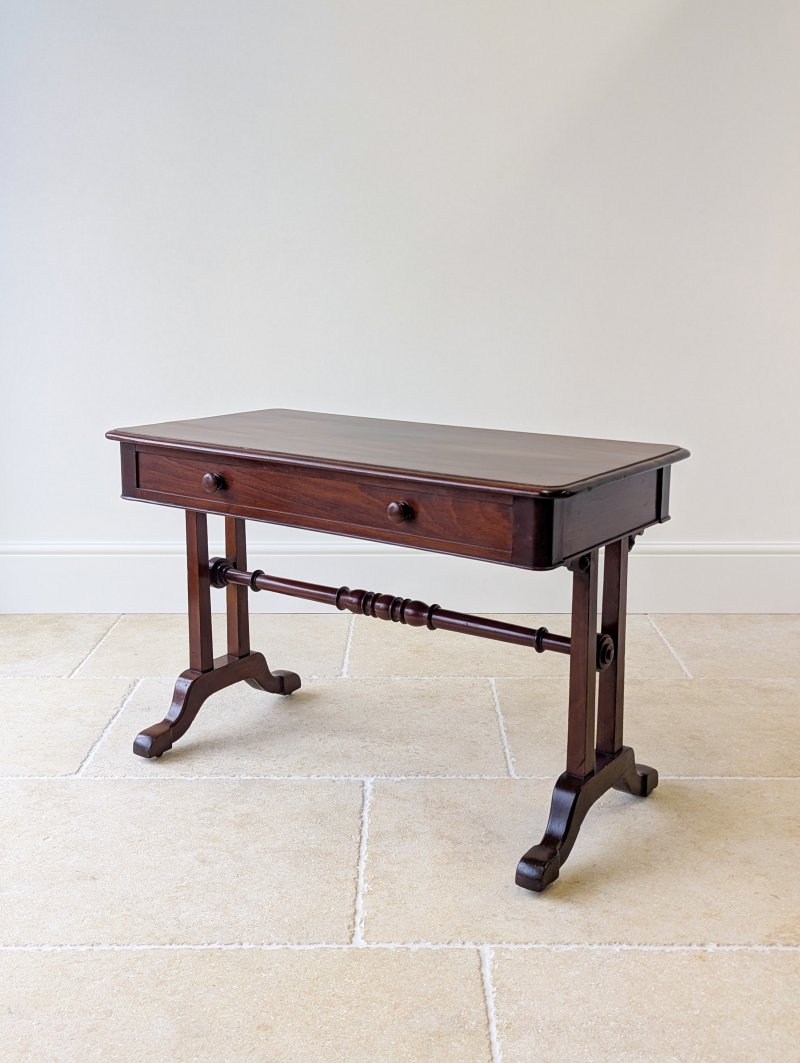 Antique Early Victorian Irish Mahogany Library Table by J. Kerr & Co c. 1850