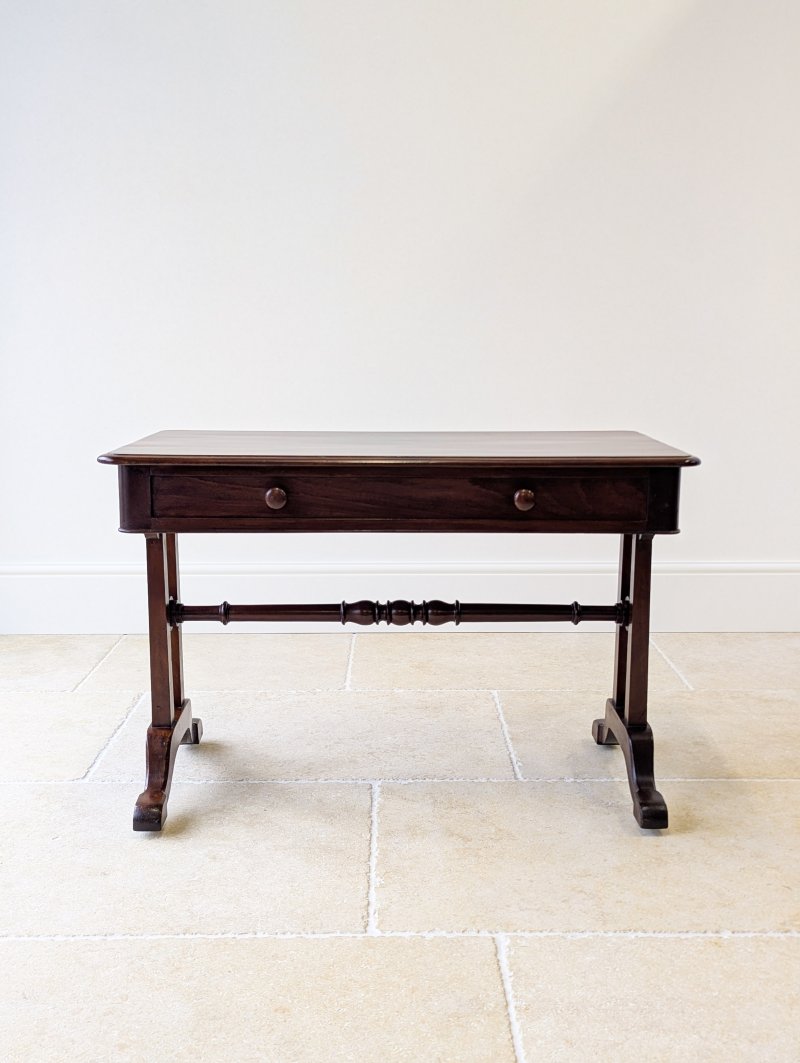 Antique Early Victorian Irish Mahogany Library Table by J. Kerr & Co c. 1850