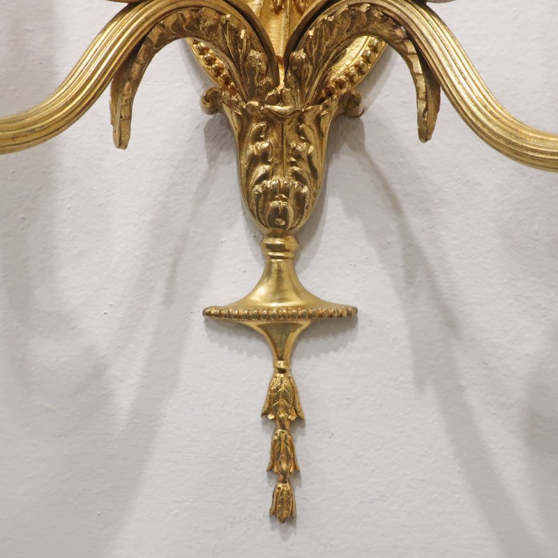 Pair of Adam Style Gilt Bronze Wall Lights