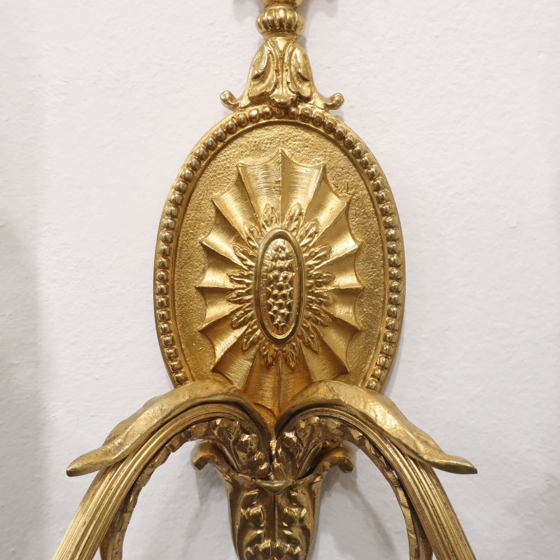 Pair of Adam Style Gilt Bronze Wall Lights